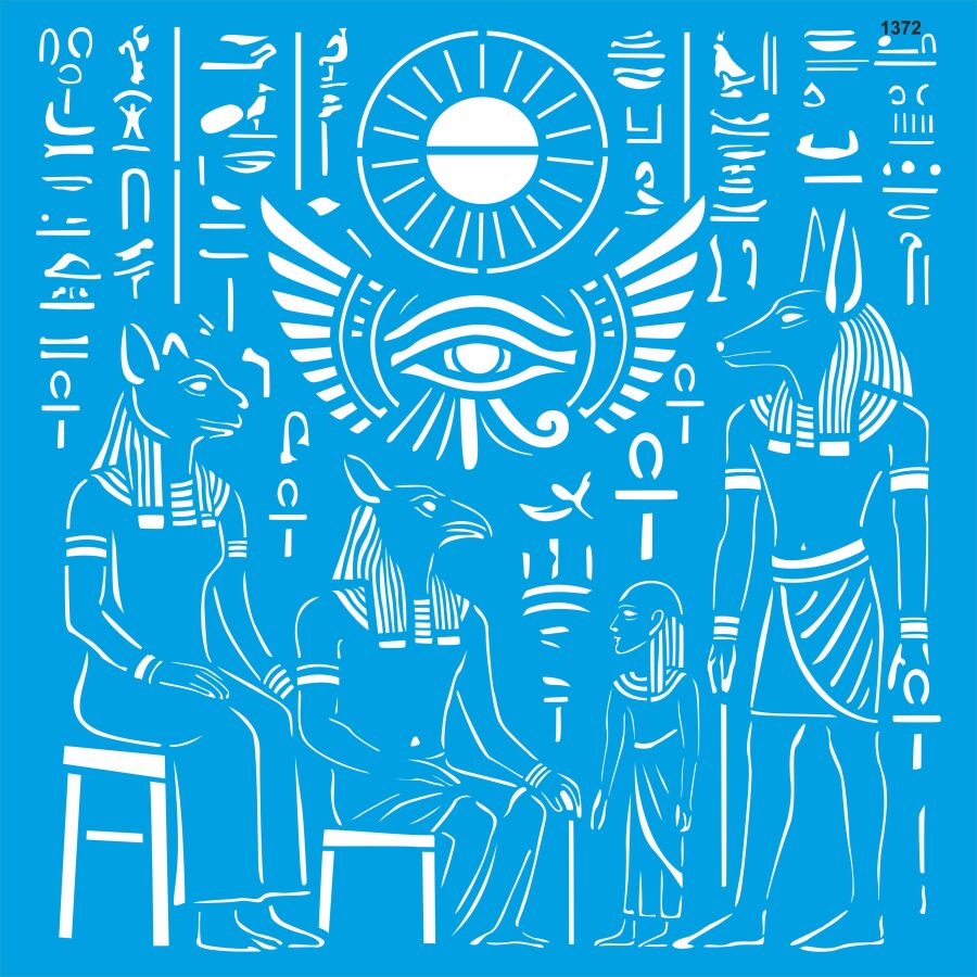 Antik Mısır Deseni Stencil Boyama Şablonu - 1