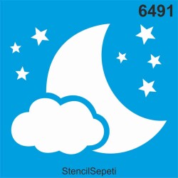 Ay ve Yıldızlar - Stencil Boyama Şablonu - StencilSepeti