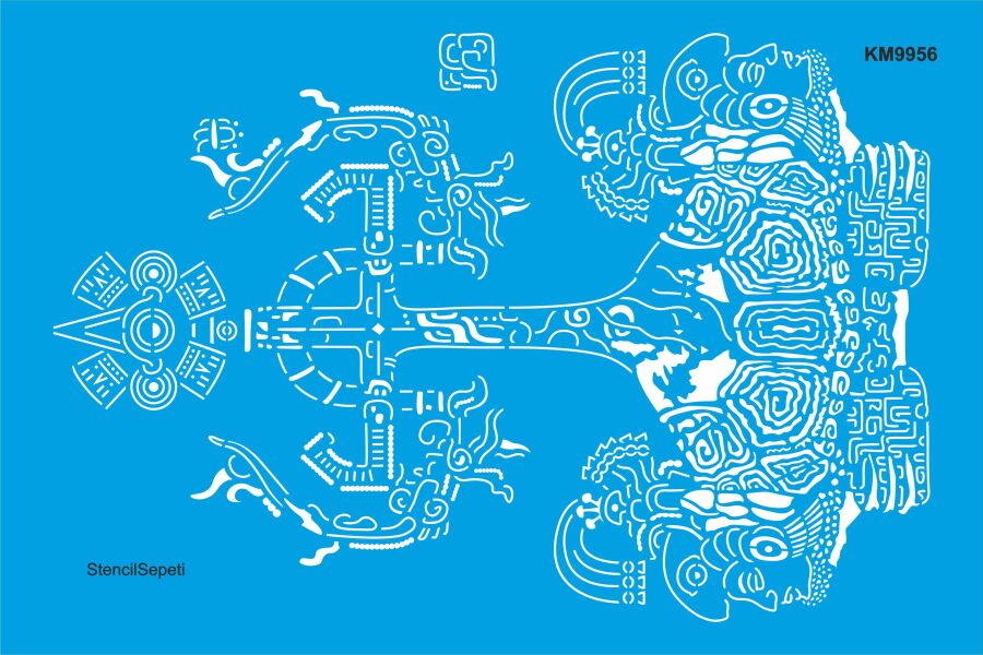 Aztek Duvar Deseni - Stencil Desen Şablonu - 1