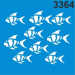 Balık Sürüsü Deseni - Stencil Boyama Şablonu - StencilSepeti