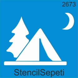 Çadır Kamp Deseni - Stencil Boyama Şablonu - StencilSepeti