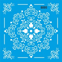 Çerçeli Göbek Deseni - Stencil Boyama Şablonu - StencilSepeti