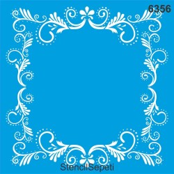 Çiçekli Çerçeve - StencilSepeti