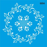 Çiçekli Çerçeveli Desen - Stencil Boyama Şablonu - StencilSepeti