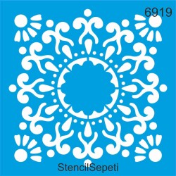 Çiçekli Göbek Deseni - Stencil Şablon - StencilSepeti