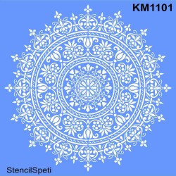 Dairesel Damask Desen - Stencil Boyama Şablonu - StencilSepeti