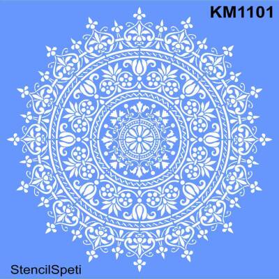 Dairesel Damask Desen - Stencil Boyama Şablonu - 1
