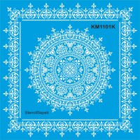 Dairesel Damask Desen - Stencil Boyama Şablonu - StencilSepeti