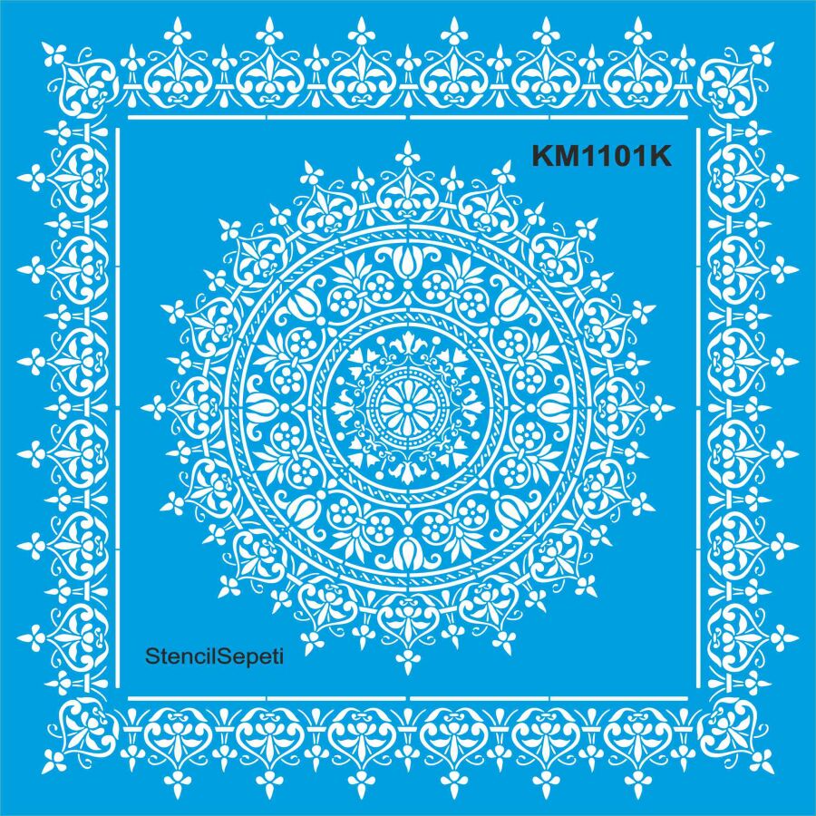 Dairesel Damask Desen - Stencil Boyama Şablonu - 1