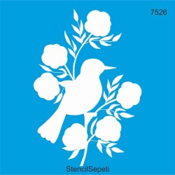 Daldaki Kuşlar - Stencil Desen Şablonu - StencilSepeti