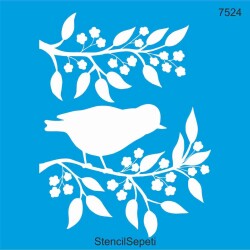 Daldaki Kuşlar - Stencil Desen Şablonu - StencilSepeti
