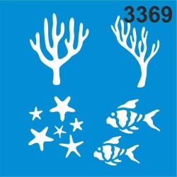 Deniz Yıldızı - Mercan Deseni - Stencil Boyama Şablonu - StencilSepeti