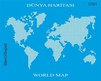 Dünya Haritası - Stencil Desen Şablonu - 1