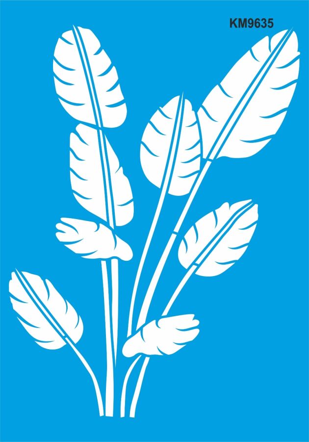 Tropikal Duvar Deseni Stencil Boyama Şablonu - 1