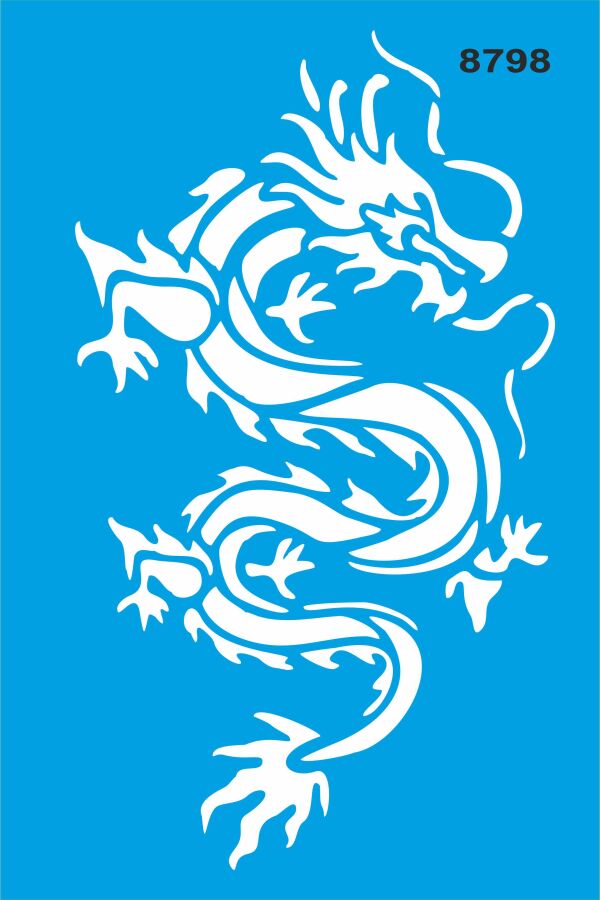 Ejderha Deseni - Stencil Boyama Şablonu - 1