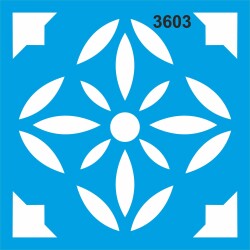 Çiçekli Fayans Deseni - Stencil Şablonu - StencilSepeti