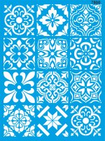 Fayanslı Duvar Deseni Stencil Boyama Şablonu - StencilSepeti