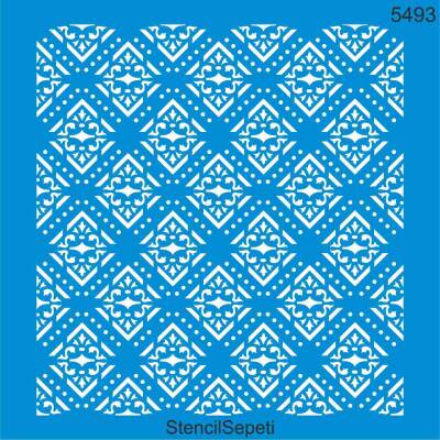 Geometrik Duvar Deseni - Stencil Boyama Şablonu - 1