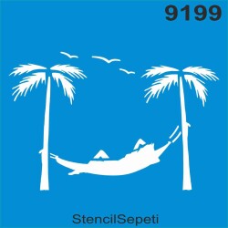 Hamak Ve Palmiyeler - StencilSepeti