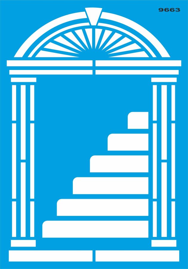 Antik Sütünlu Kapı - Stencil Boyama Şablonu - 1