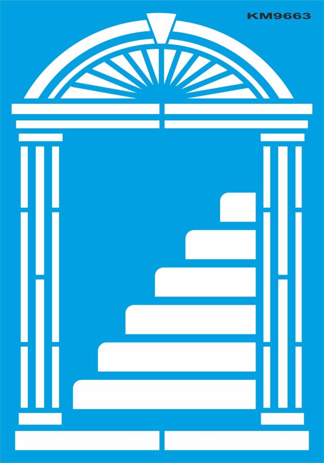 Antik Sütünlu Kapı - Stencil Boyama Şablonu - 1