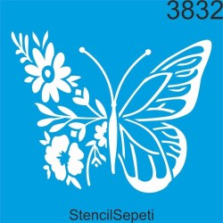 Kelebek Ve Çiçekler - StencilSepeti