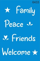 Kelimeler Deseni - Stencil Boyama Şablonu - StencilSepeti