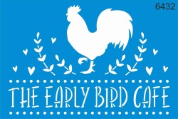 Kuş Kafe Deseni - Stencil Boyama Şablonu - StencilSepeti