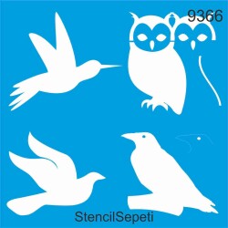 Kuşlar ve Baykuş - StencilSepeti
