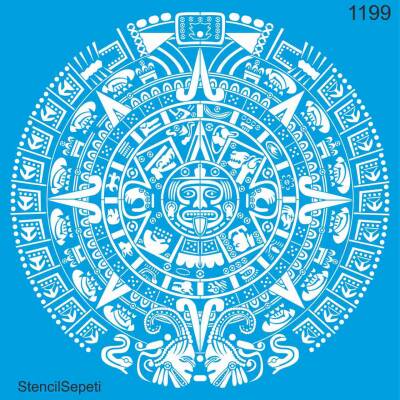 Maya Takvimi - Stencil Deseni Şablon - 1