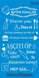 Mutfak Kuralları - Stencil - Boyama Şablonu - StencilSepeti