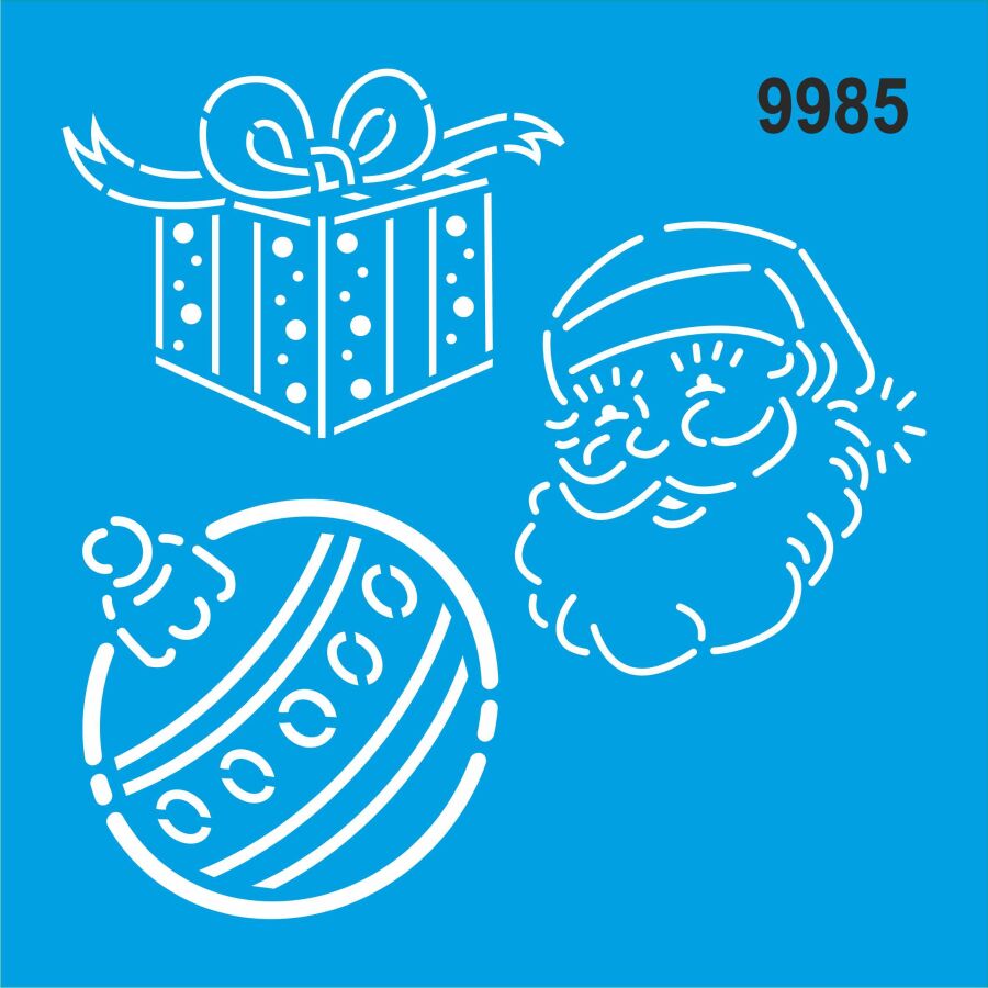 Noel Baba Ve Yılbaşı Süsü - Stencil Boyama Şablonu - 1