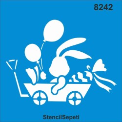 Tavşan ve Balonlar - StencilSepeti