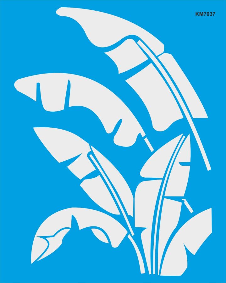 Tropikal Yaprak Deseni Stencil Boyama Şablonu - 1