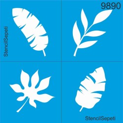 Yaprak Deseni - Stencil Boyama Şablonu - StencilSepeti