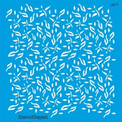 Yapraklı Duvar Deseni - Stencil Boyama Şablonu - StencilSepeti