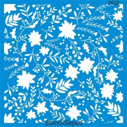 Yapraklı Duvar Deseni - Stencil Boyama Şablonu - StencilSepeti