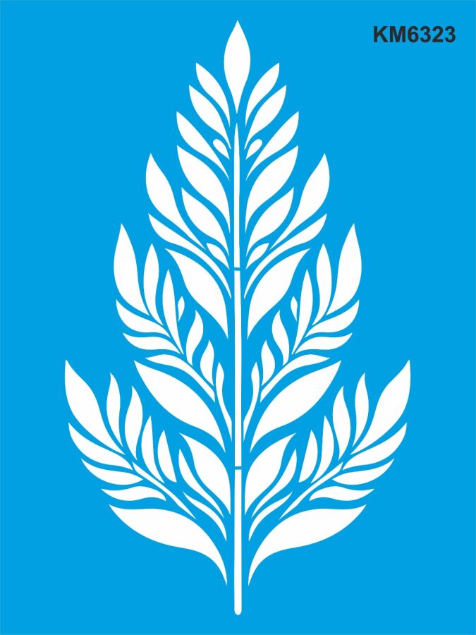 Yapraklı Duvar Deseni Stencil Boyama Şablonu - 1