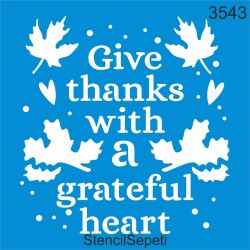 Yürekten Şükret Deseni - Stencil Boyama Şablonu - StencilSepeti